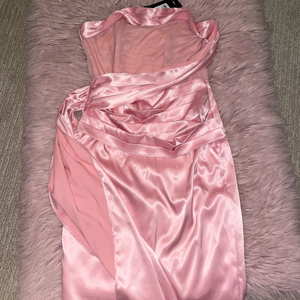 Fashion Nova Kamila Satin Midi Dress- Pink - Picture 3 of 5
